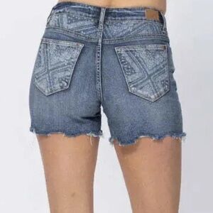 NWT Judy Blue Mid Rise Paisley Bandana Print Denim Shorts JB150106 Stretch Sz 3X